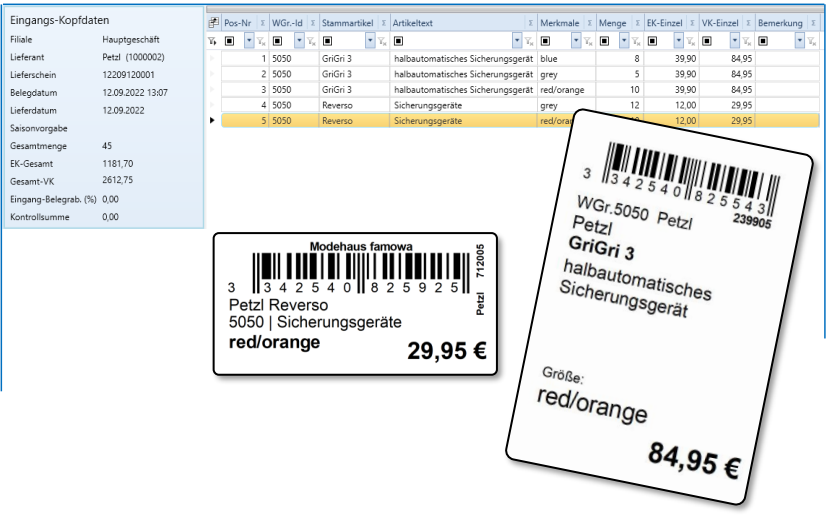 Wareneingang / Etikettierung